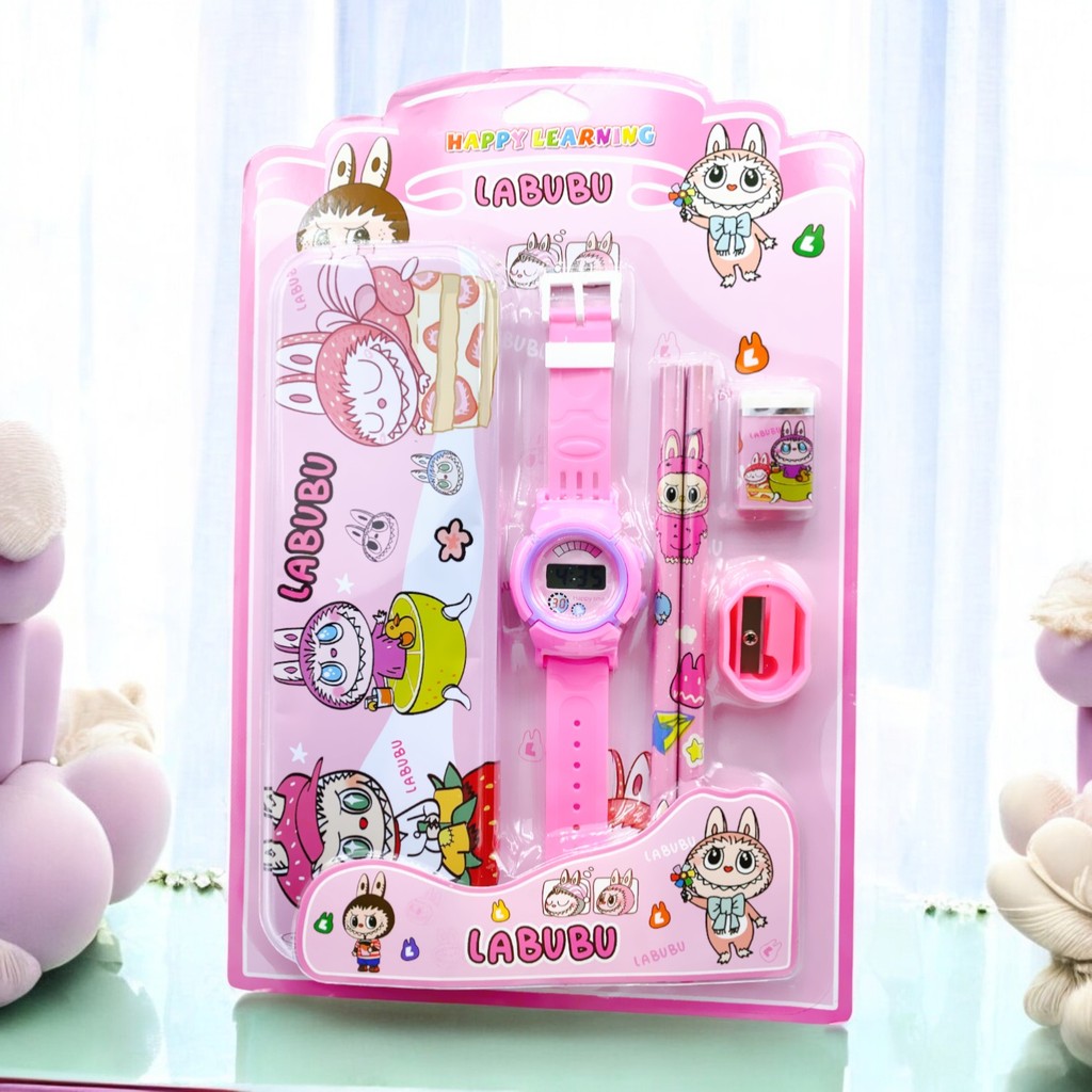 

Student Set Alat Tulis Sekolah Karakter Kuromi Cinamonrol My Melody Labubu 6 In 1