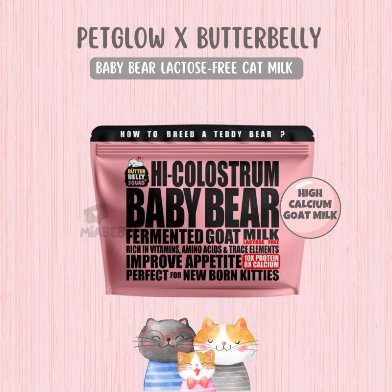 Petglow x ButterBelly Baby Bear Lactose Cat Milk/Susu untuk Kucing