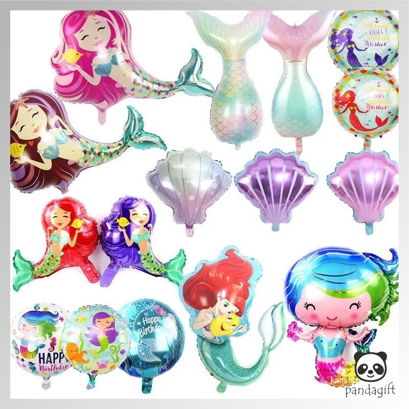 Balon foil karakter mermaid kerang / princess / tema laut under the sea / balon putri duyung - GG055
