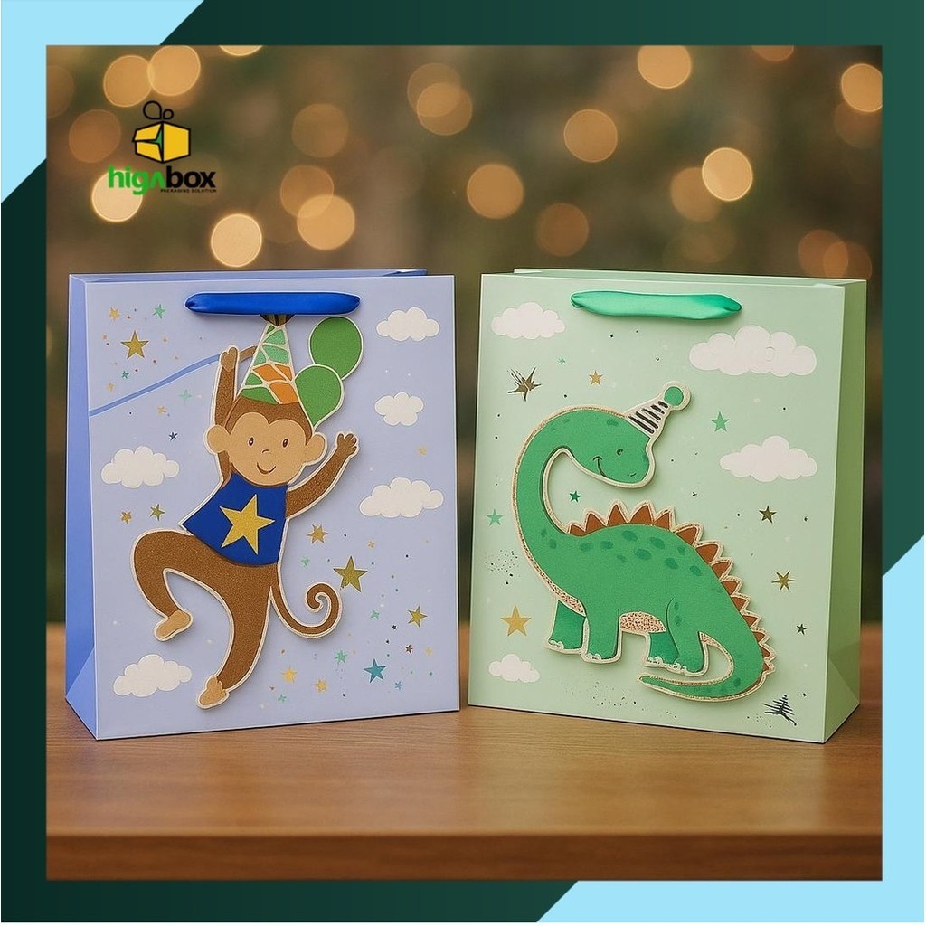 

Paper Bag Ulang Tahun Anak / Paper Bag Ultah Anak Karakter Lucu / Hampers bag / Gift Bag/ Paper bag Kado Hampers / Paperbag Motif Animal | AM01H1