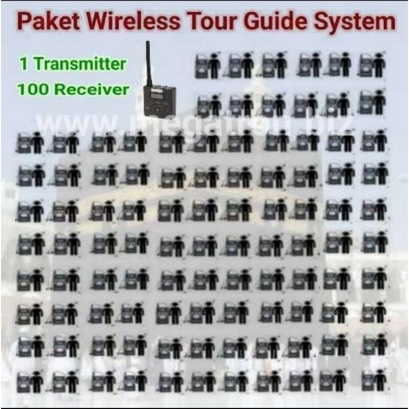 Paket Wireless Tour Guide System (1 Transmitter + 100 Receiver) - cocok buat Umroh
