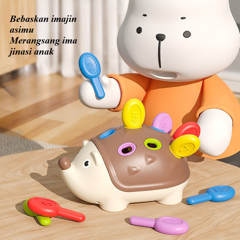Pembelajaran Awal Edukasi Anak 1-3 Tahun Koordinasi Mata-Tangan Mainan Menyusun Landak Latihan Motor