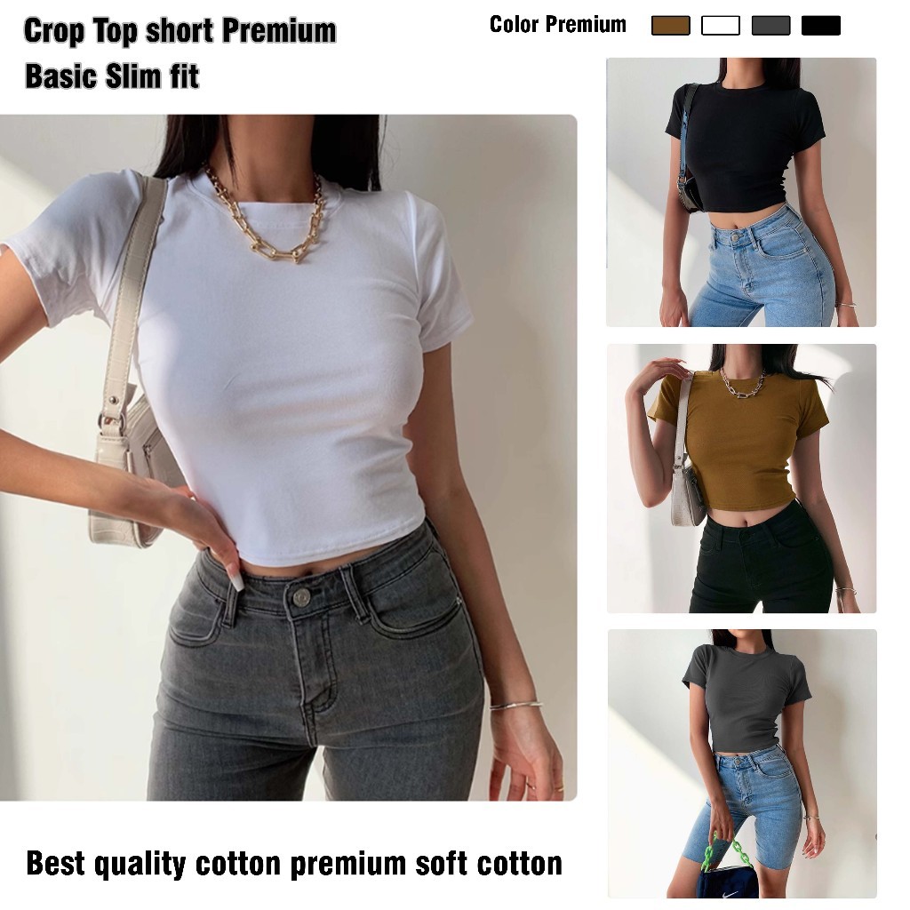 BAJU WANITA CROP TOP / BAJU CROP TOP / T SHIRT CROP TOP / ATASAN CROP TOP
