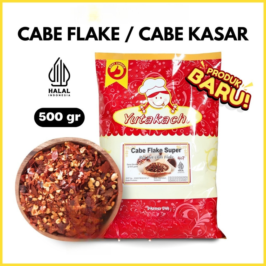 

Cabe Flake / Cabe Bubuk Kasar 500 Gram Yutakachi - Bisa Untuk Chili Oil - Cabe Kering Kasar