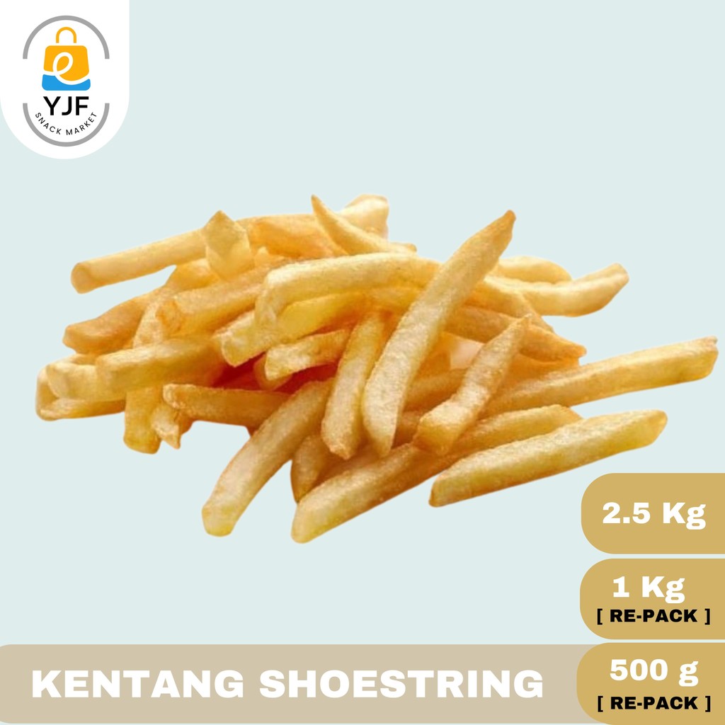

Kentang Frozen Shoestring [Repack 500GR/1KG] Bersih & Bagus 2.5KG