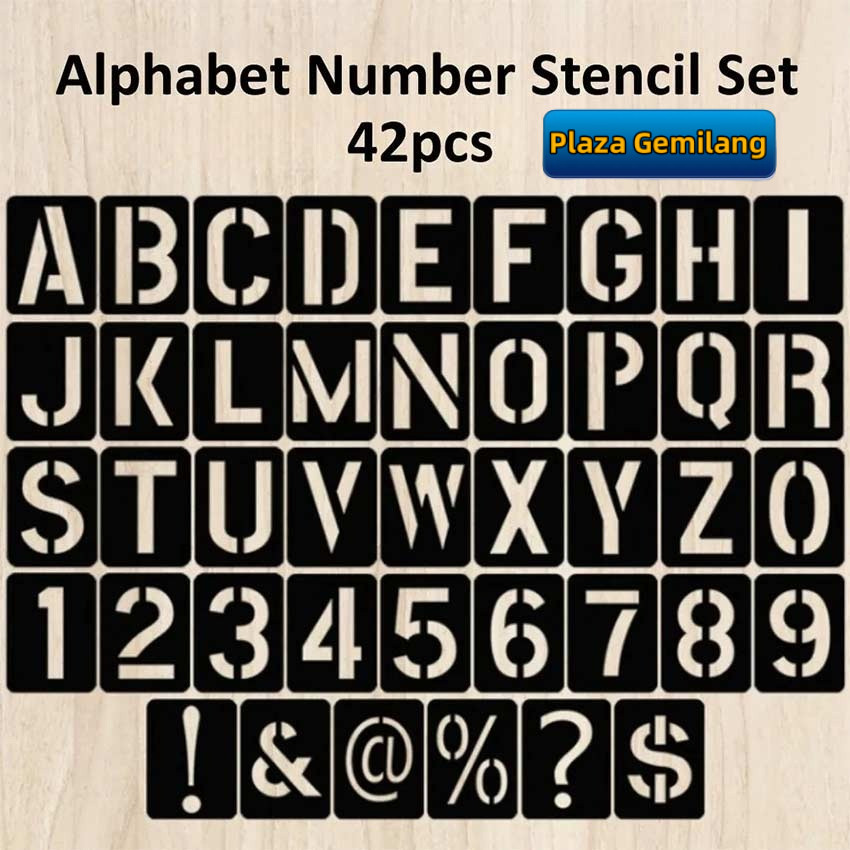 

42Buah Stencil Angka Huruf Cetakan Tulisan Alfabet Cat Semprot Plastik Portable Lettering Stenci