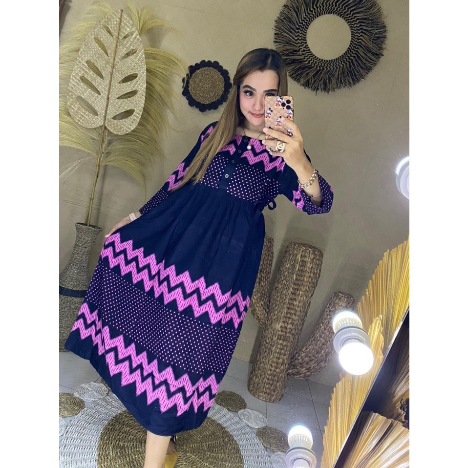 DHOLISHOP.ID Daster Lengan Panjang Busui Bumil Terbaru Baju Daster Lengan Panjang Rayon Super Adem M