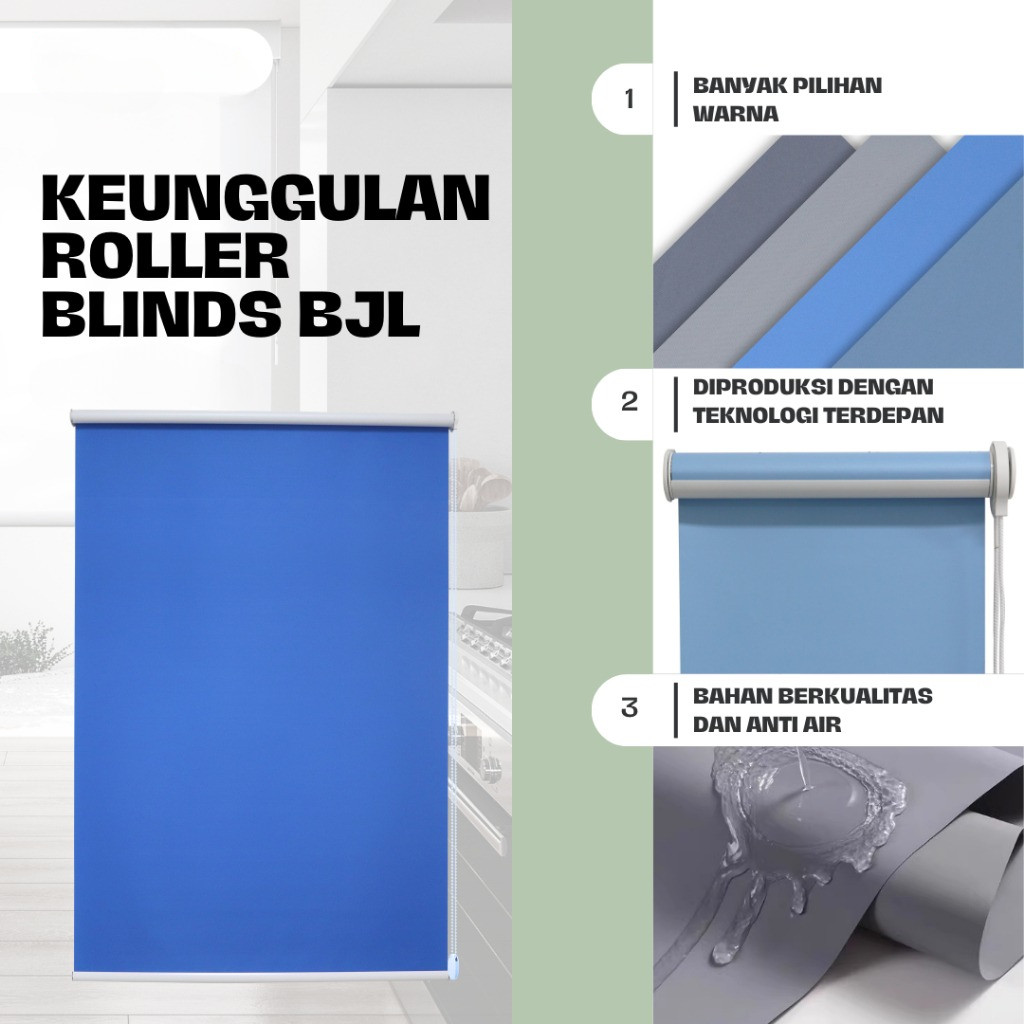ROLLER BLIND BJL Blackout Motif Minimalis Anti UV Noncustom - Gratis Ongkir