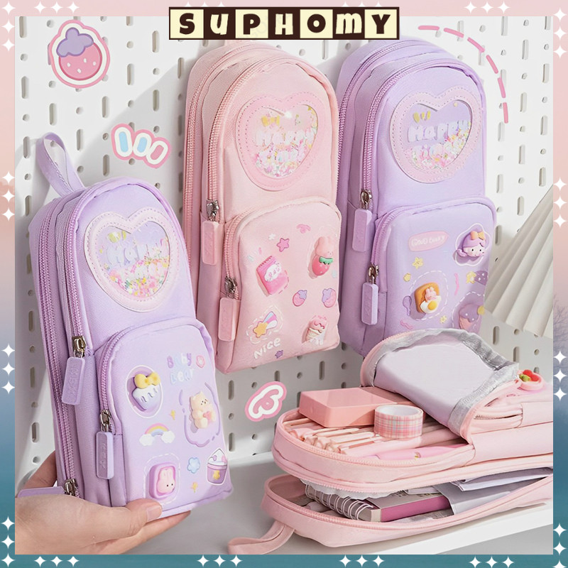 

6.6 kotak pensil aesthetic Tas PenaTempat Pencil Tas Pensil tempat alat tulis kapasitas besar