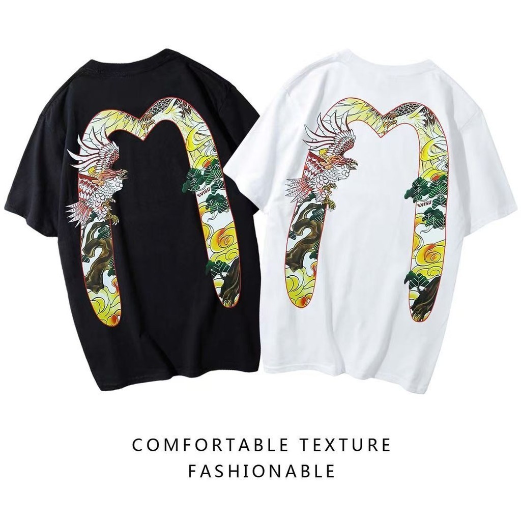 Kaos t-shirt S-5XL COD EVISU printing Shirt For Men Retro trend Fashion T-shirt Clothes Loose T-shir