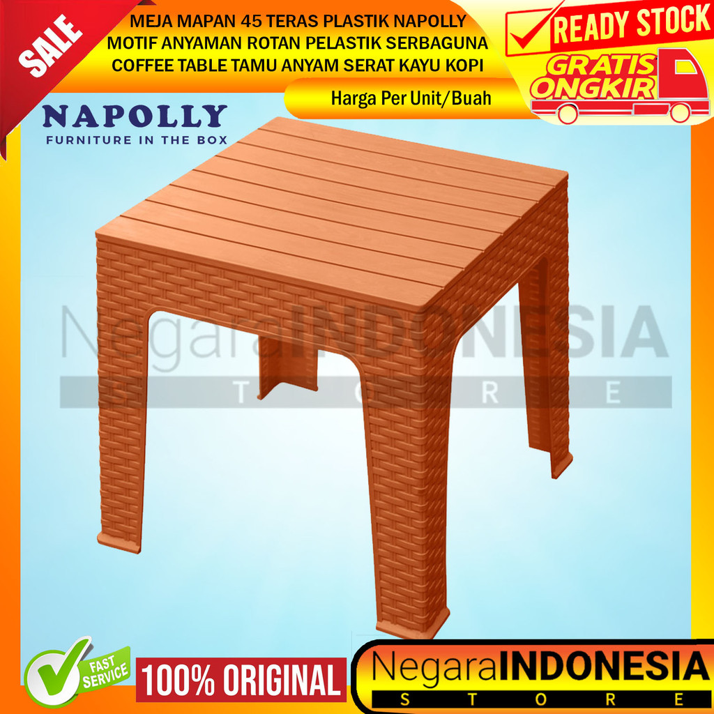 Napolly Meja Mapan 45 Teras Plastik Motif Anyaman Rotan Pelastik Serbaguna Coffee Table Tamu Anyam S