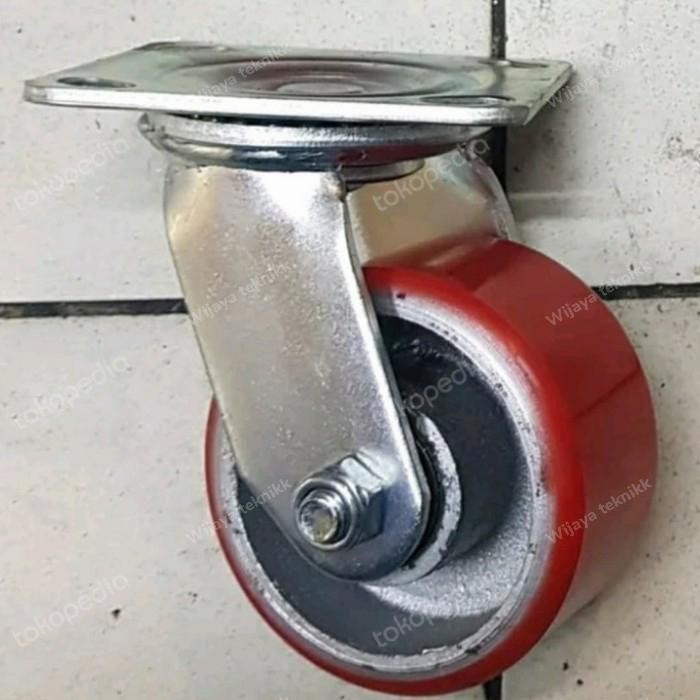 Roda troli Pu 4 inch heavy duty hidup Roda Pu 4 inch heavy duty hidup