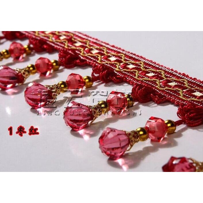 

12M Length Curtain Lace Width Tassel Fringe Trim pumpkin Crystal Beaded Ribbon For Sewing Curtain Accessorie Lace Decoration