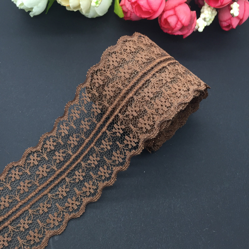 

10yards/lot 45mm Wide Brown Bilateral Handicrafts Embroidered Net Lace Trim Ribbon Wedding/Birthday/ Decorations