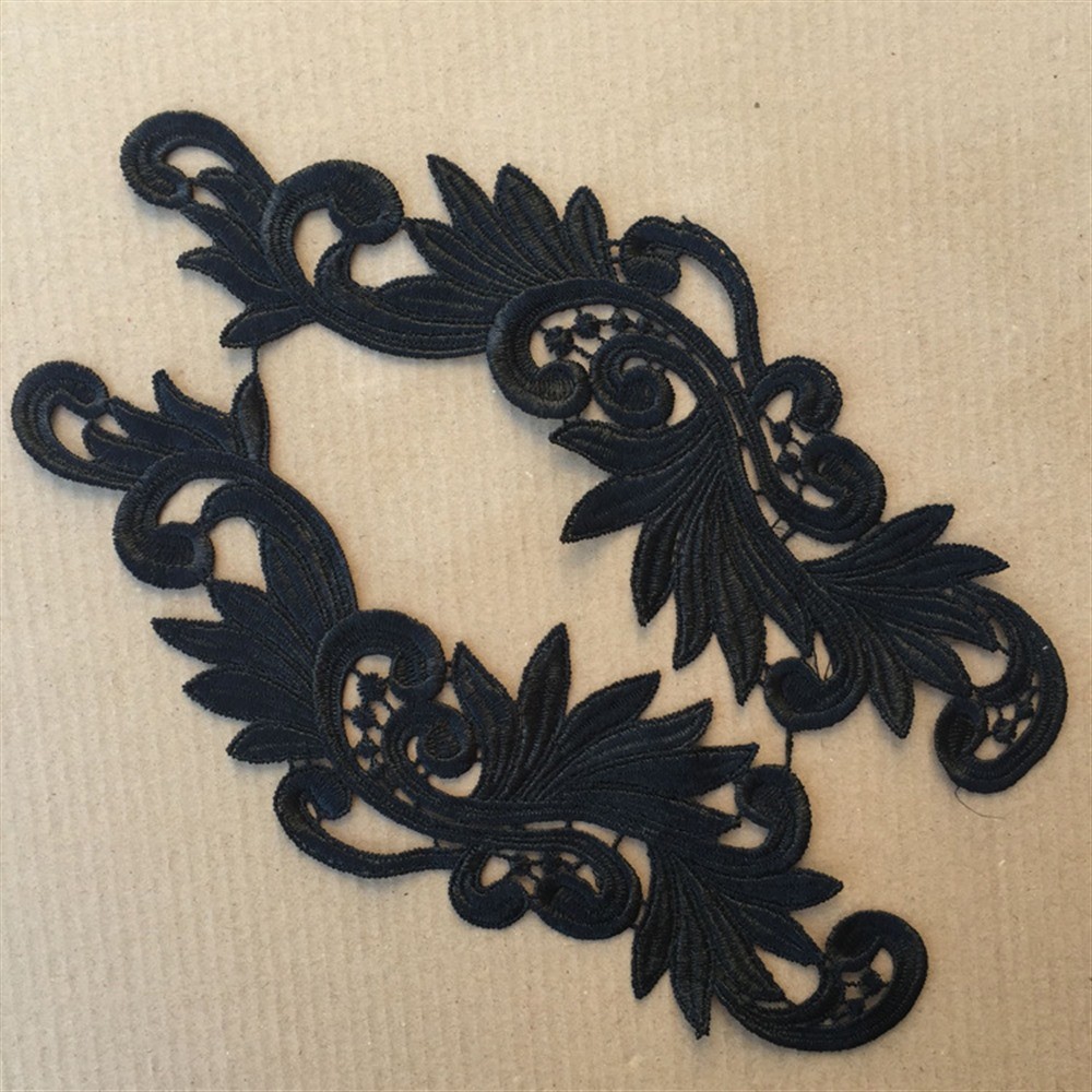 

1~8 Pair Red Black White Water Soluble Embroidered Lace Fabric Flower Patch Wedding Dress Diy Flower Lace Applique Material
