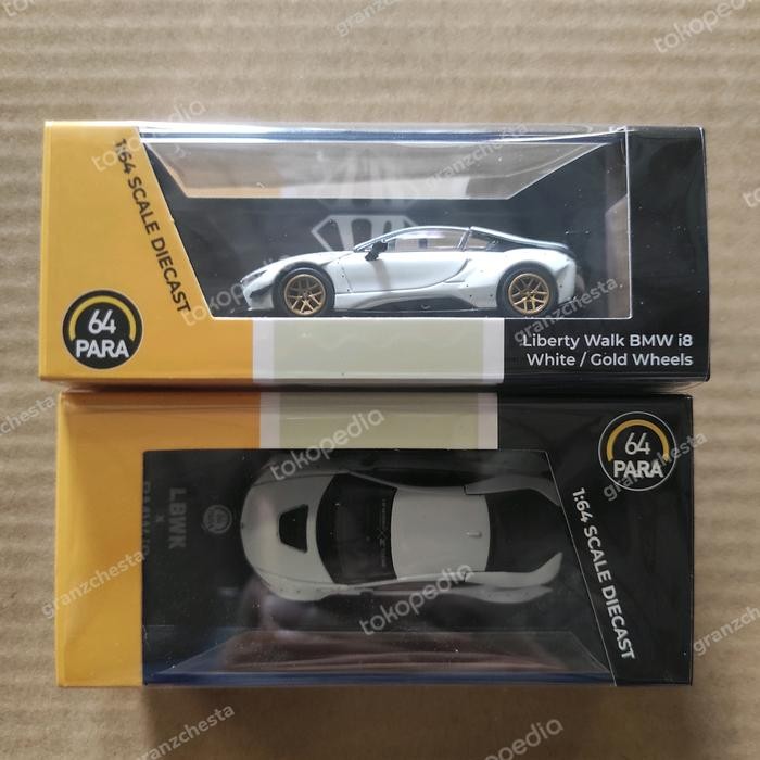 DIECAST PARA64 LIBERTY WALK LBWK BMW i8 WHITE - GOLD WHEELS