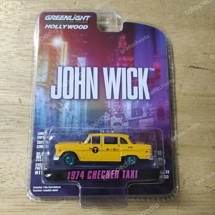 DIECAST GREENLIGHT GREENNACHINE HOLLYWOOD JOHN WICK 3 (2019) 1974 CHECKER TAXI
