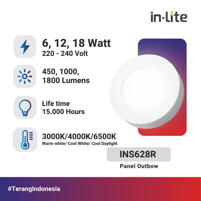 In-Lite Lampu Panel Outbow INSS628R - Putih, 6 Watt