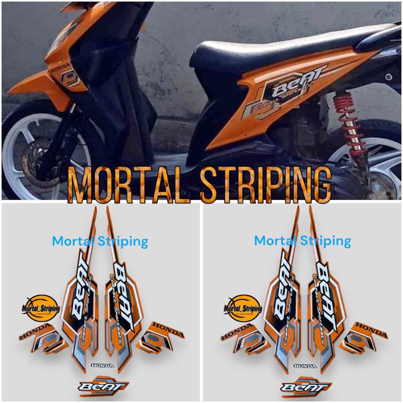 Stiker Striping Fullset Lis List Body Motor Beat Karbu Awal Tahun 2008 2009 Warna Oren Orange Termur