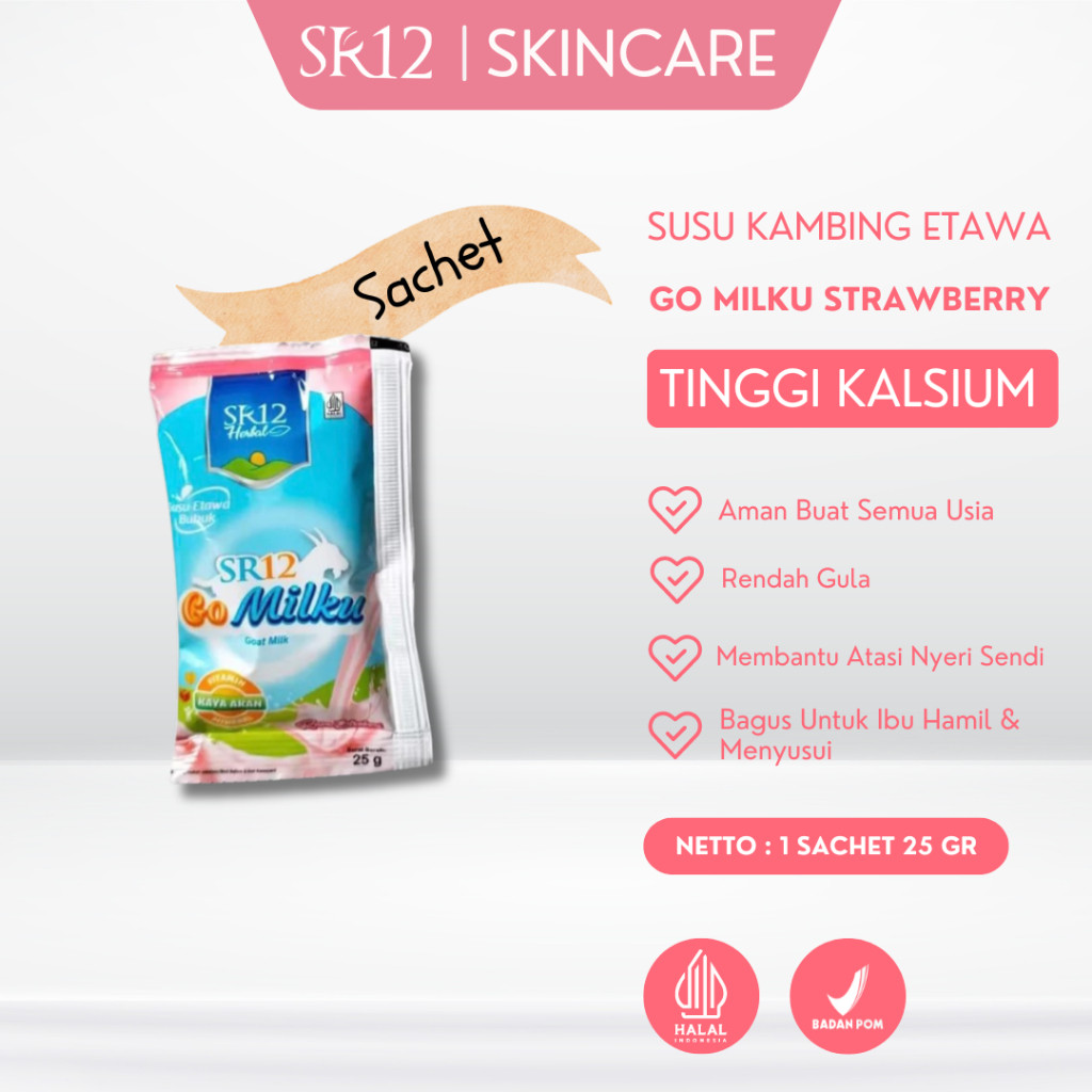 

(NEW DISCON) SR12 Gomilku Sachet Rasa Stroberi Susu Kambing Etawa Go Milku Asli Halal BPOM BY SR12 PUSAT