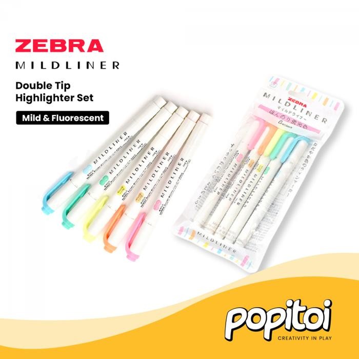 

MUMPUNG PROMO Zebra Mildliner SET Double Tip Highlighter 3C 5C Midliner Pastel Dual Tip Marker Pen St*bil* Warna Warni Neon Fluorescent Natural Mild Bright Calm 3 Color 5 Color - 5C FLUORESCENTTERLARIS
