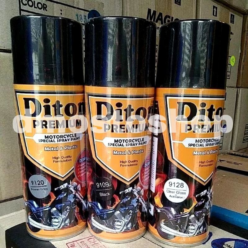 cat spray PAKET-3 KALENG pilok pilox cat semprot diton premium black 9109 400cc hitam glossy hitam m