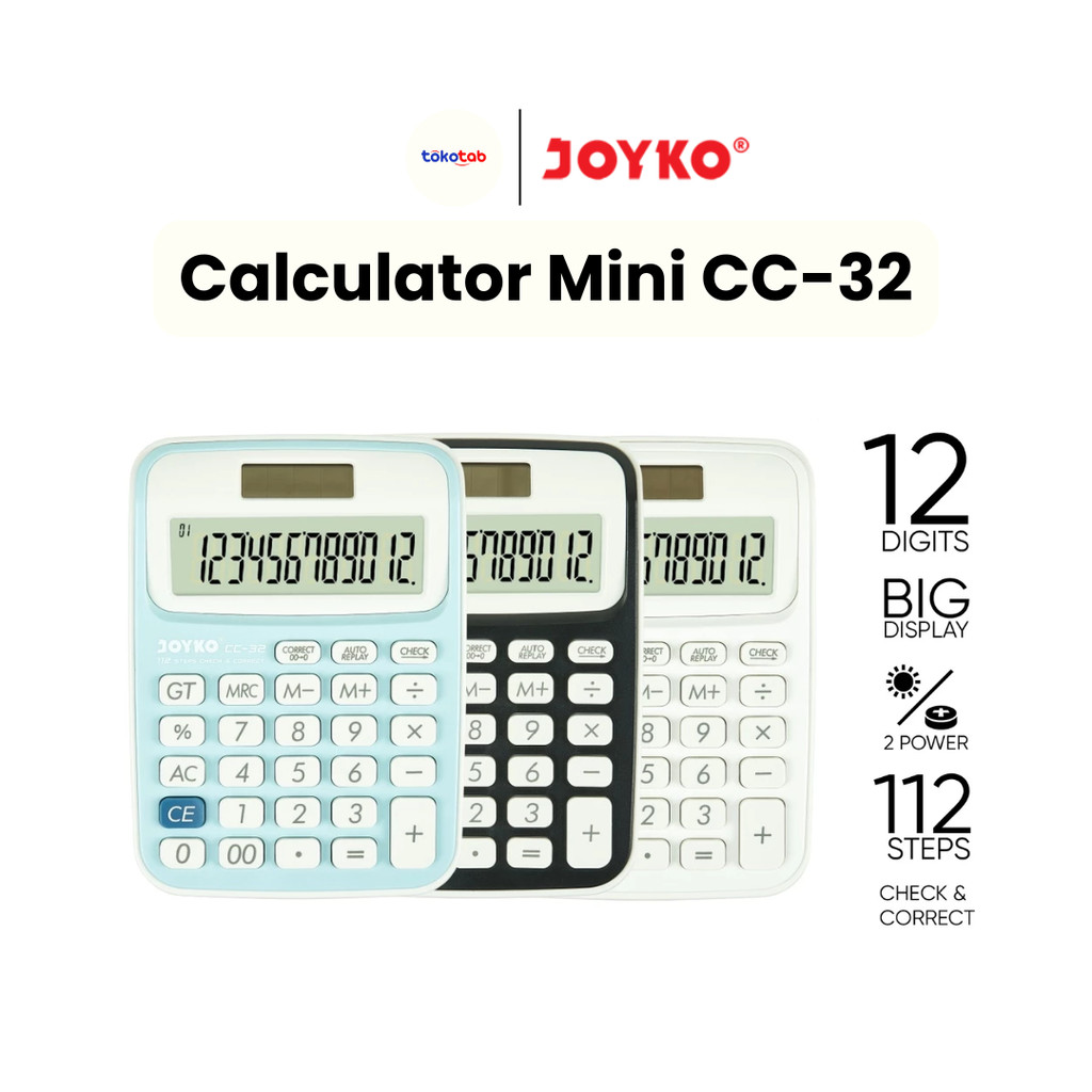 

Tokotab - JOYKO Kalkulator Calculator CC-32 12 Digit Check & Correct
