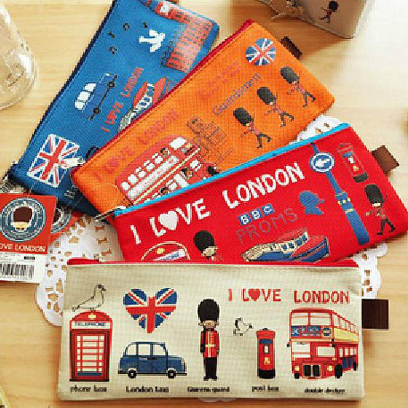 

Cartoon Pencil Case Girl Boy School Stationery Student Hawaiian Pencil Bag London Oxford Cloth Cosmetic Bag Wallet