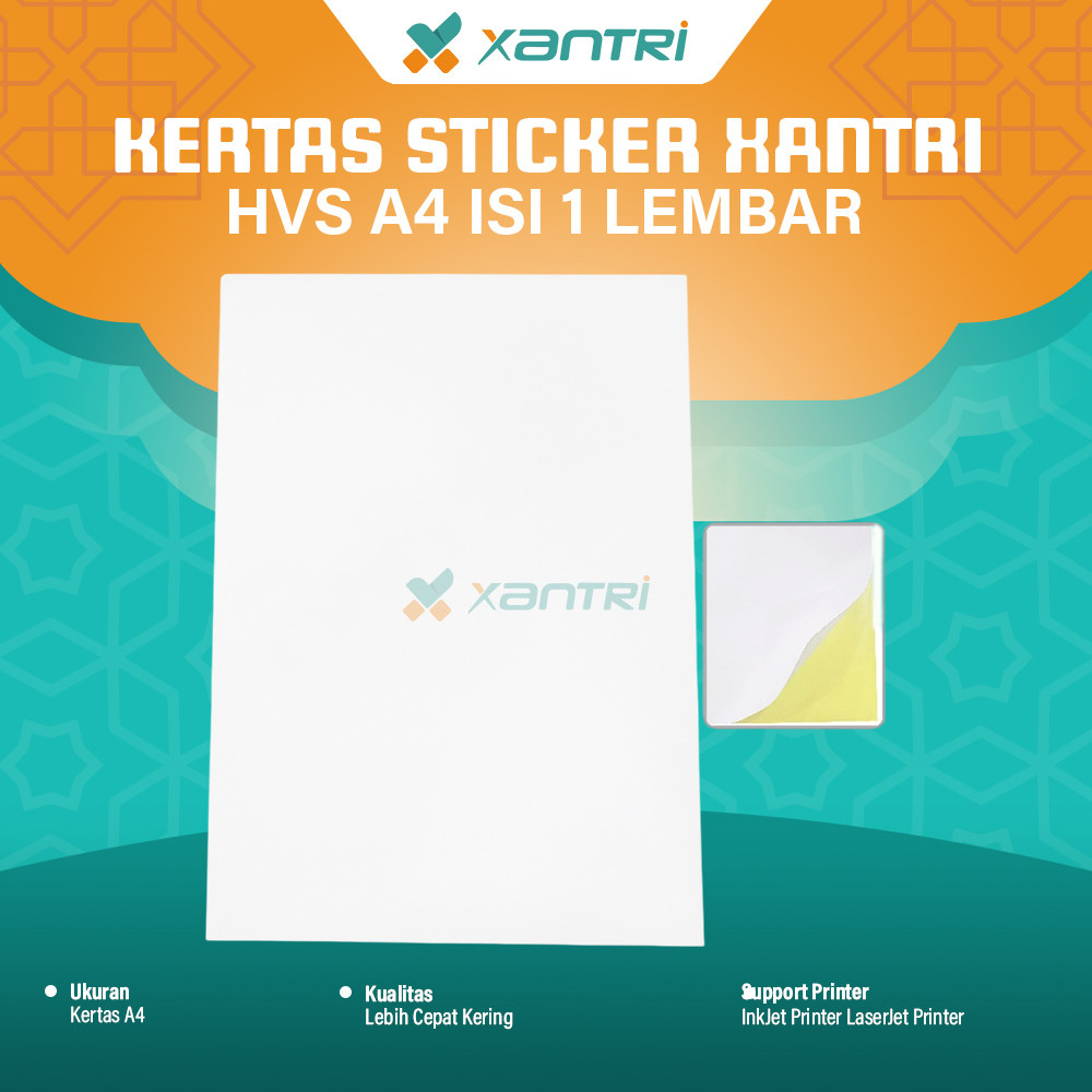 

Xantri - Kertas Sticker HVS A4 Stiker Kertas HVS Lembaran Sticker HVS Doff Premium Quality Lembaran Kertas Cetak Stiker