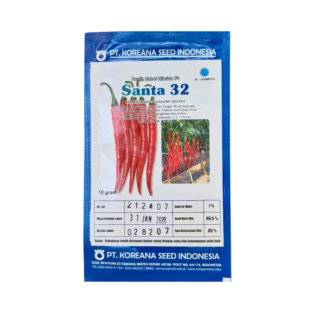 SANTA 32 10gr Benih Cabe Besar Original KOREANA SEED Bibit CMB Hibrida Vigor dan Tinggi