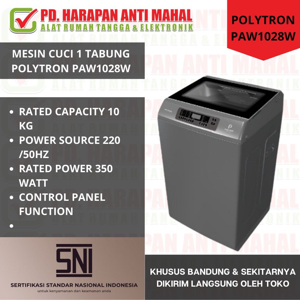 MESIN CUCI 1 TABUNG POLYTRON PAW1028W/ MESIN CUCI 10KG POLYTRON PAW1028W/ MESIN CUCI POLYTRON PAW102
