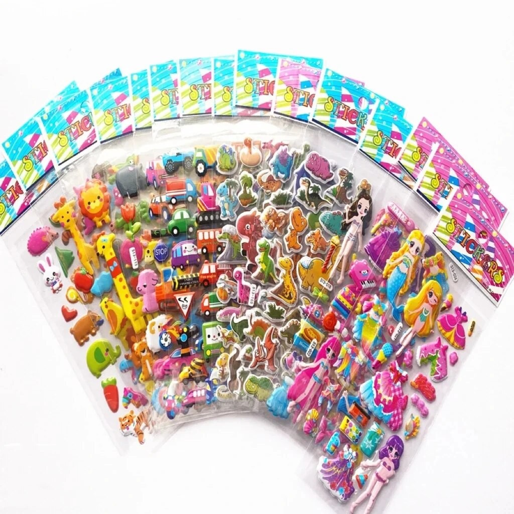 40 Mixed Packs Kids Stickers Puffy Bulk Stickers for Girl Boy Birthday Gift Scrapbooking Animals Car