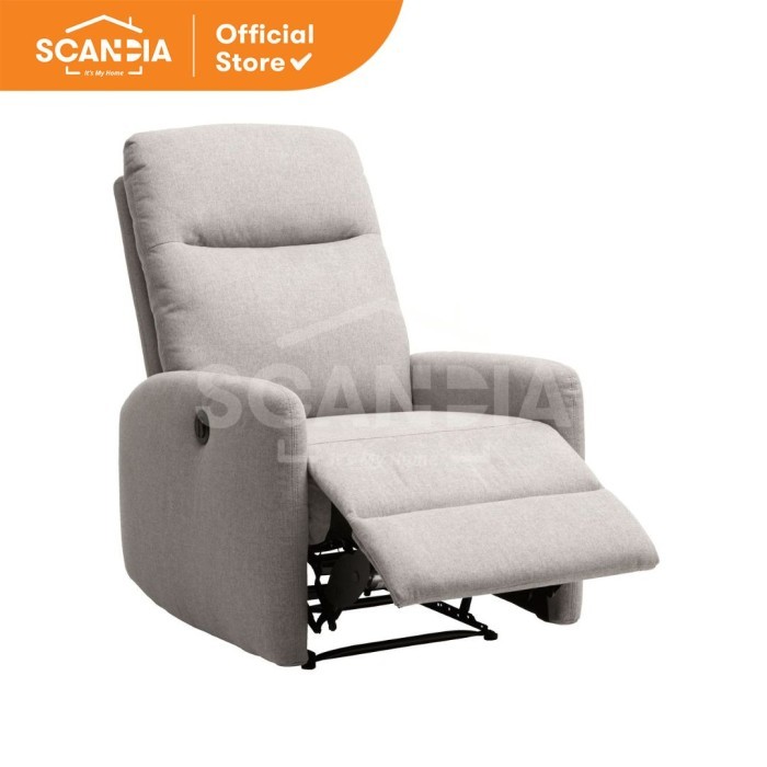SCANDIA Sofa Recliner Electric 1S Filip Light Grey - Kursi Malas Abu