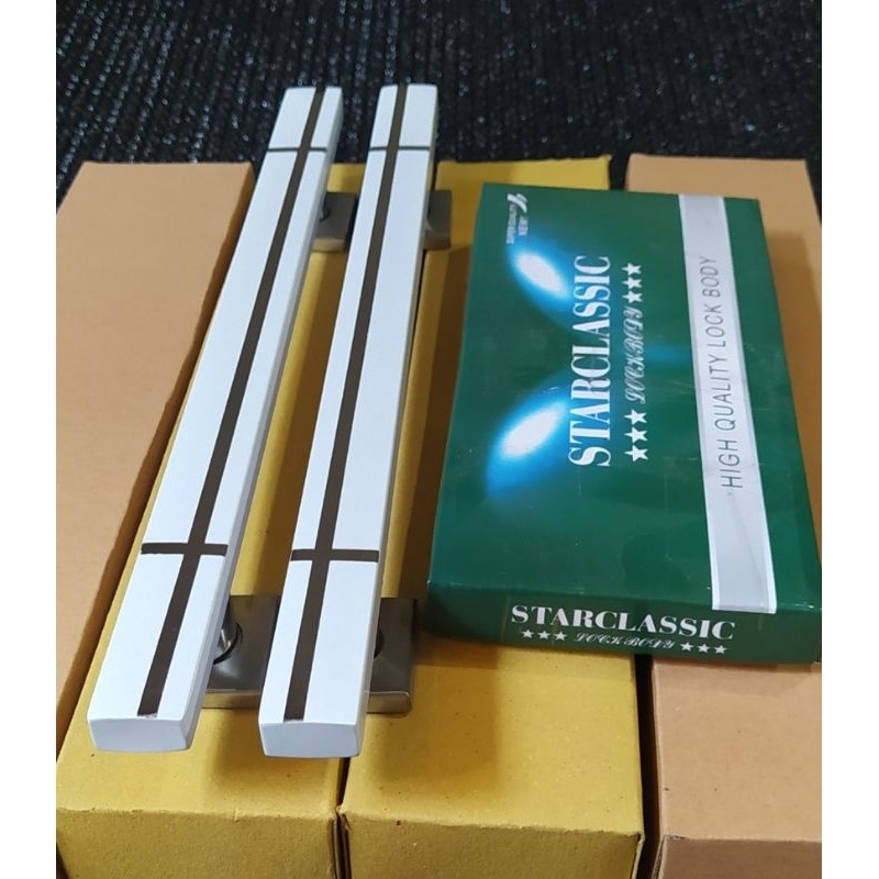 satu set (2pcs + 1 set kunci) Handle pintu rumah minimalis stainless steel model terbaru 80cm  || ga