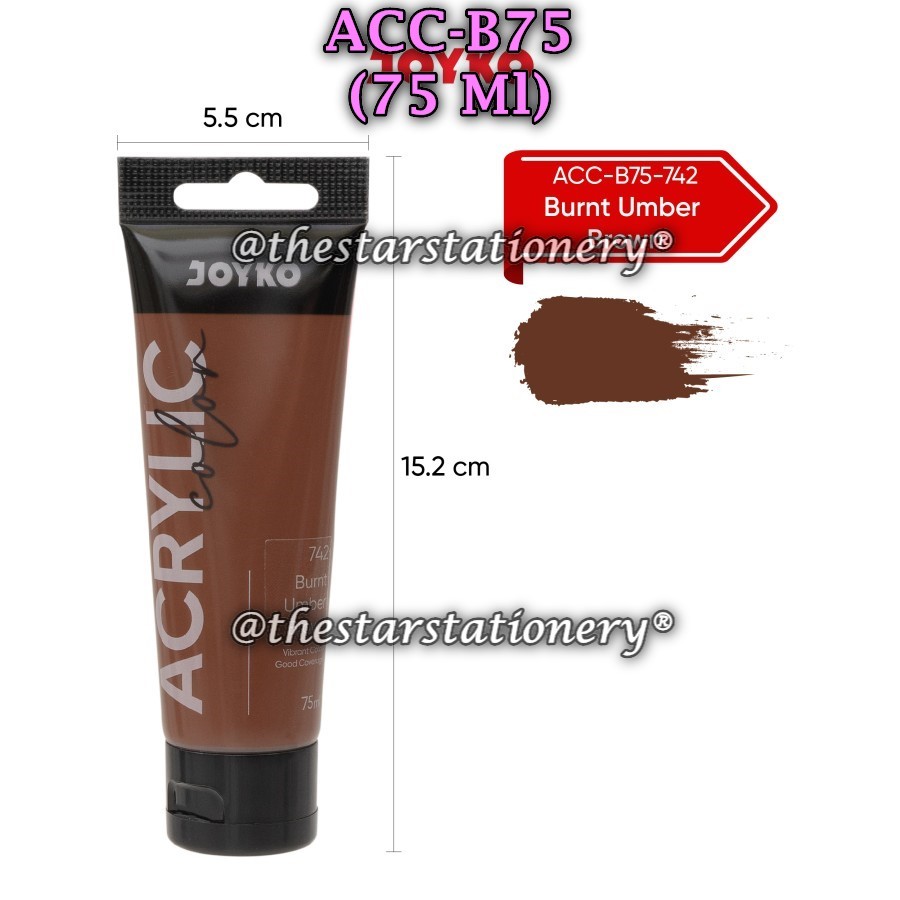 

(1 Biji) GROSIR Cat Akrilik JOYKO ACC-B75-742Burnt Umber Brown / Cat Acrylic Color Joyko ACC-B75 742