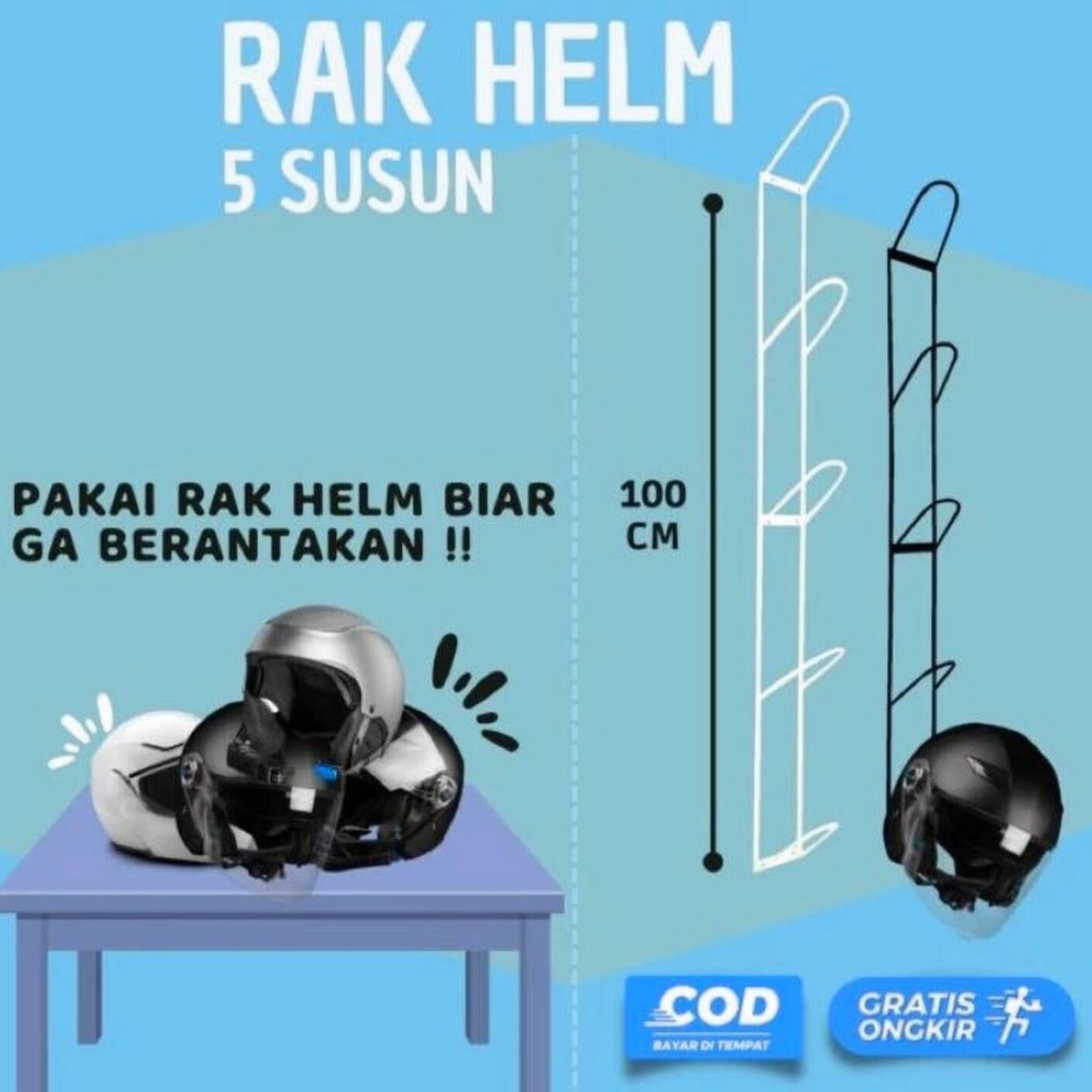Rak Gantungan Helm Susun 5 - Rak Helm