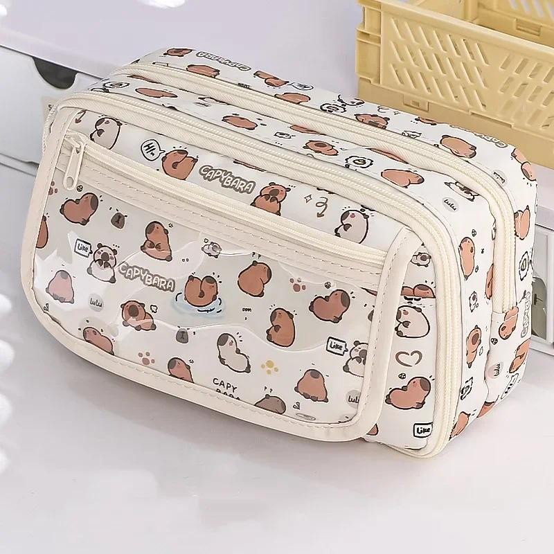 

1 Piece Cute Capybara Pencil Case for Student Cartoon Anime Cat Paw Creative Pencil Bag High Capacity Stationery Storage Bag