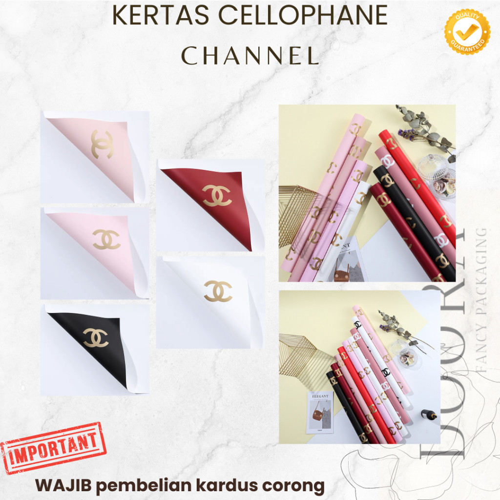 

Kertas Cellophane Buket Bunga Channel Gold [20lembar]