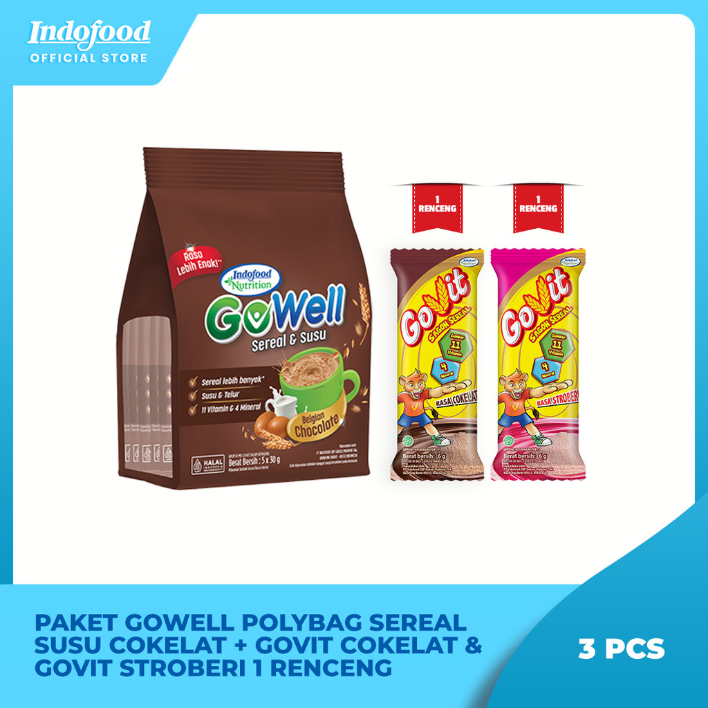 

Paket GoWell Polybag Sereal Susu Cokelat & Govit Cokelat Stroberi