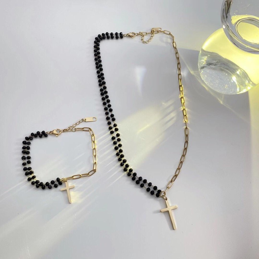 Kalung /Gelang Mata Hitam Salib BISA COD