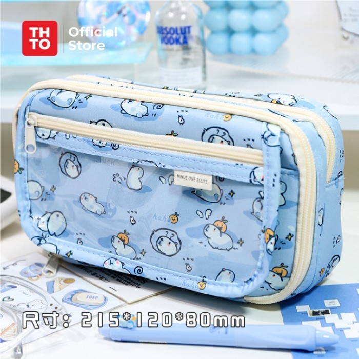 

[New]Best Seller THTO Layer Tas Tempat Pensil Case Pouch Anak Sekolah Capybara Transparan PVC Stationery Kantor A122 - Biru
