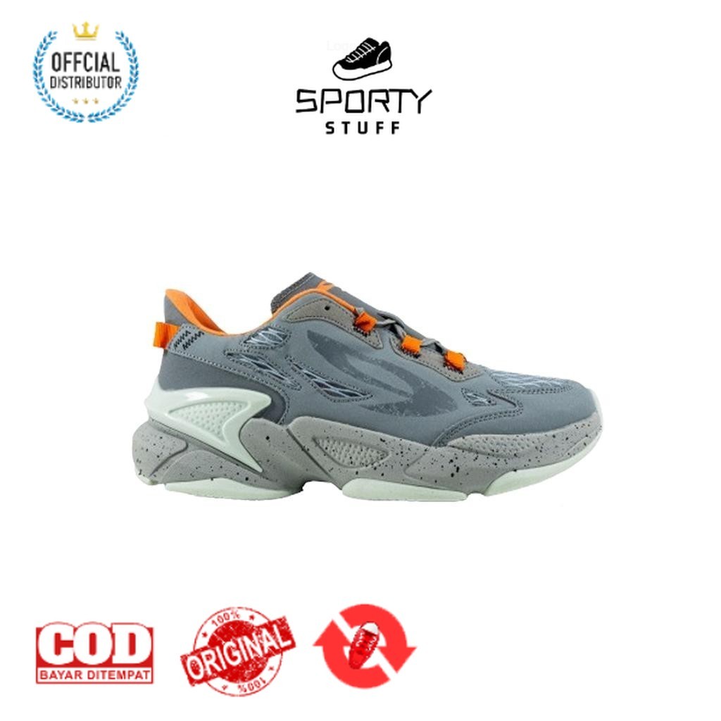 910 Nineten Lynx RV Lite Sepatu Sportstyle  - Abu-Abu/Jingga