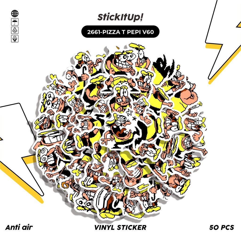 

COD✨ 50 Pcs Stiker PIZZA T PEPI V60 Lucu Anti Air Untuk Dekorasi Notebook Sepeda Skateboard Handphone DIY
