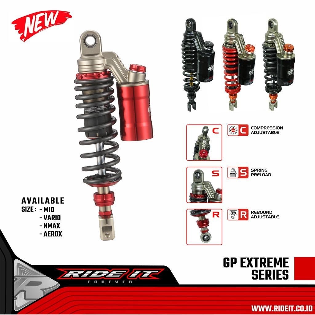Ride IT Shockbreaker Matic 310mm 330mm Shock Tabung GP copy ktc Extreme Beat Double Klik Mio Scoopy 