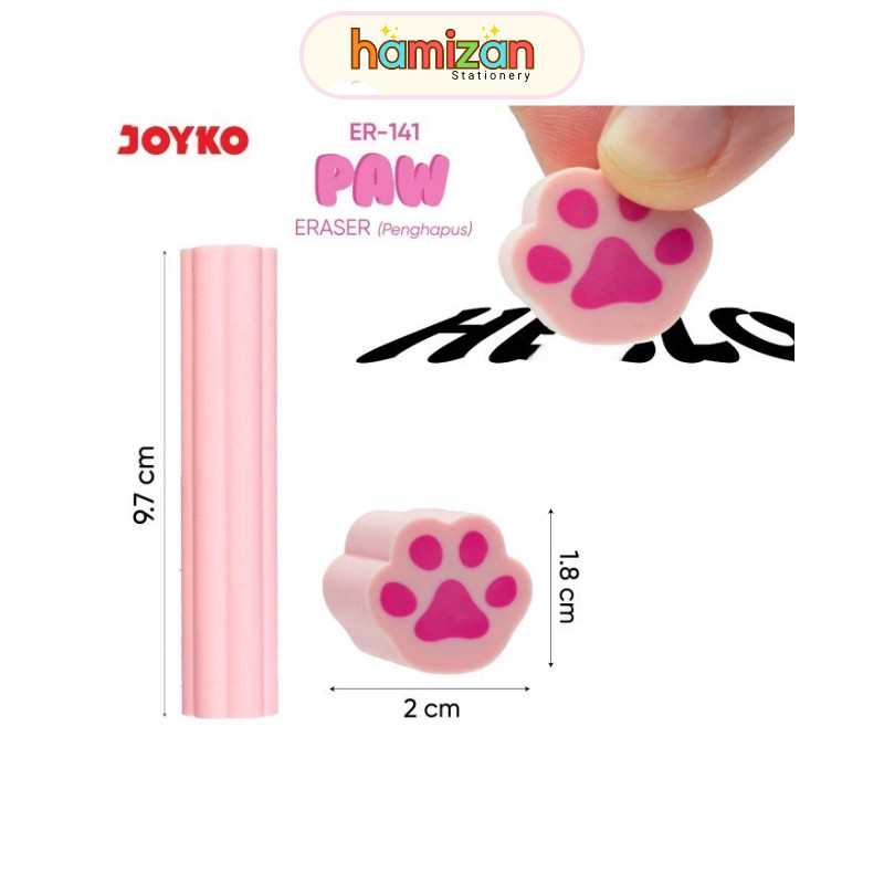 

( 1pcs ) ER141 Joyko Eraser Pencil Warna Warni ER-141 / Penghapus Karet motif PAW Lucu No dust Joyko