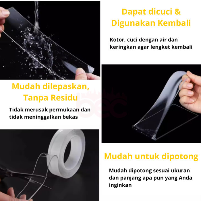 

Double Tape Merk B.E.C House Nano Tape Ivy Grip Tape Isolasi 2 Sisi - 1mm x 1meter