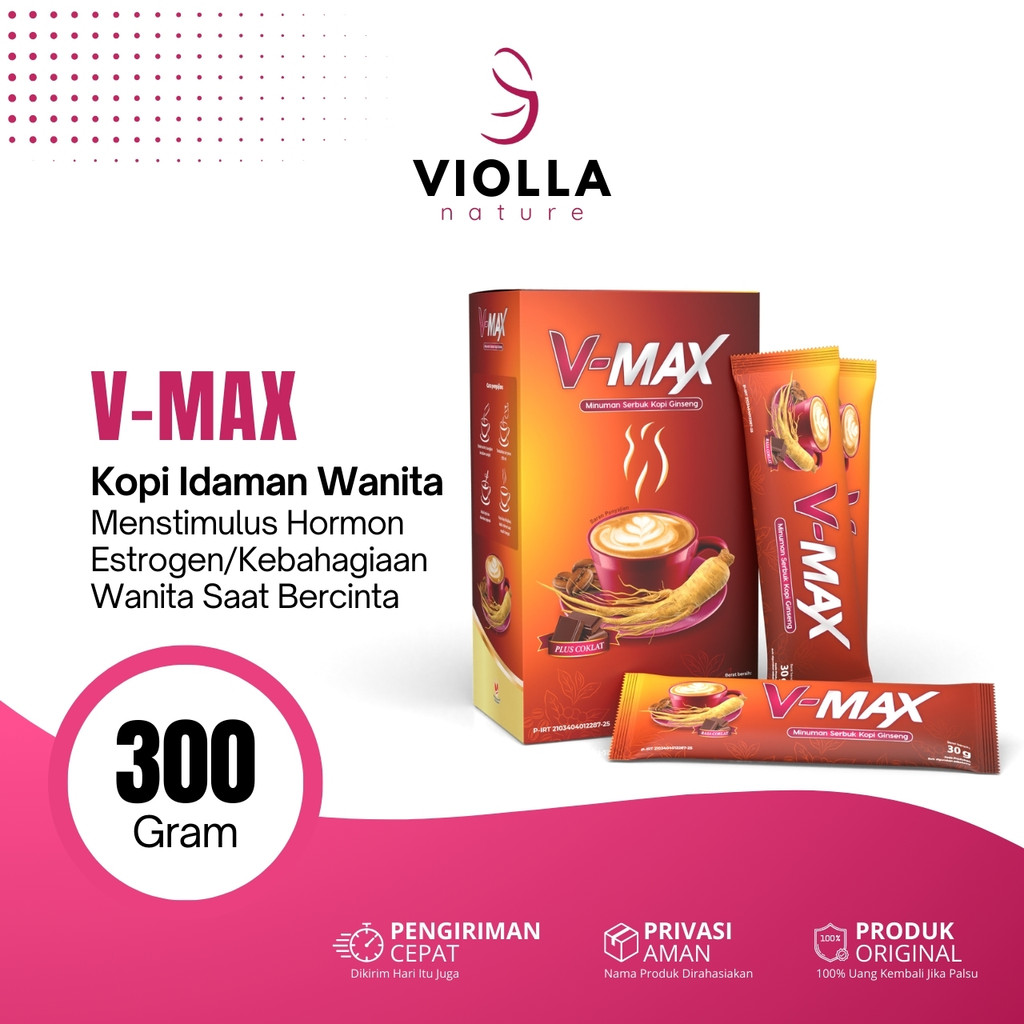 

V-MAX Minuman Bubuk Kopi Ginseng Rasa Cokelat Idaman Wanita Tahan Lama @300 Gram