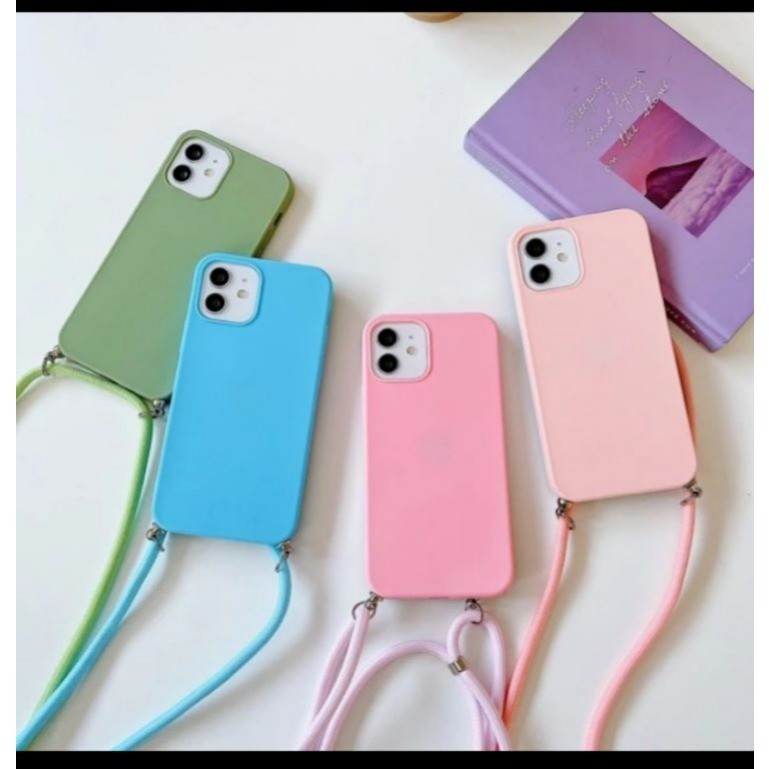CASE MACARON SOFTCASE +TALI SELEMPANG IPHONE XSMAX/12 MINI