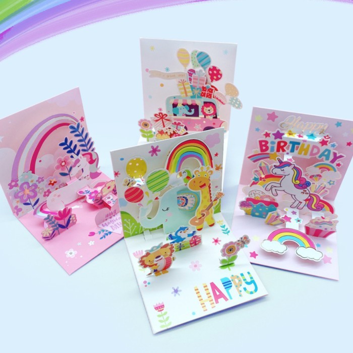 Birthday Card Unicorn 3D Popup Kartu Ucapan Ulang Tahun - Bday Balloon