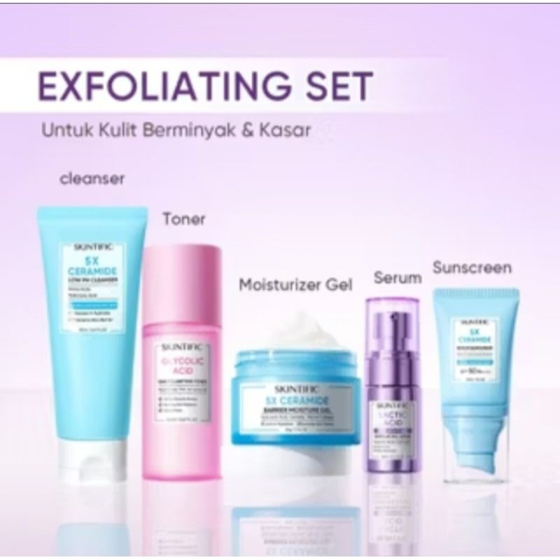 PAKET LENGKAP SKINTIFIC EXPOLIATING SET ISI 5